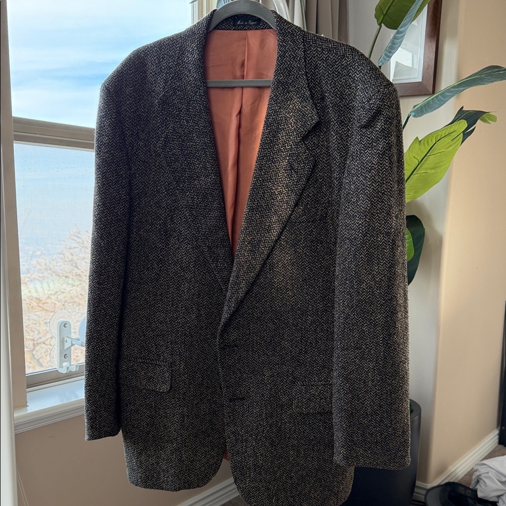 Men's Gray Herringbone Blazer